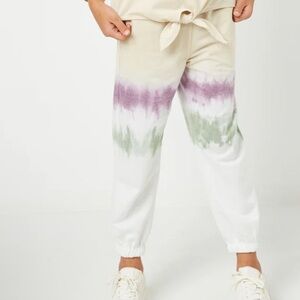 Hayden Joggers in Cream and Purple Tye Dye
